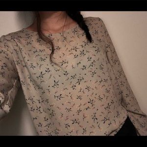 Floral long sleeve see through shirt